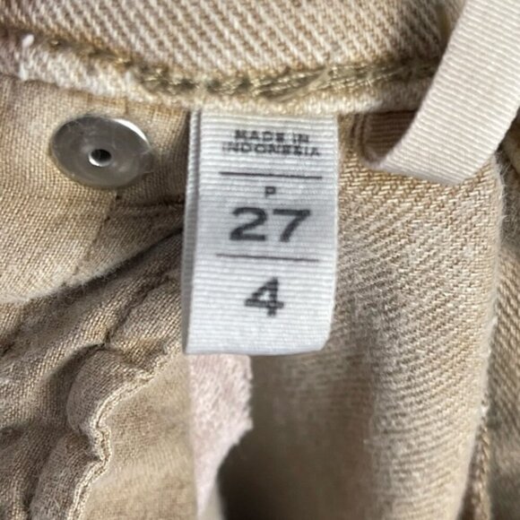 Loft high waist flare crop jeans moss green ankle raw hem size 27 stretch - Picture 9 of 10